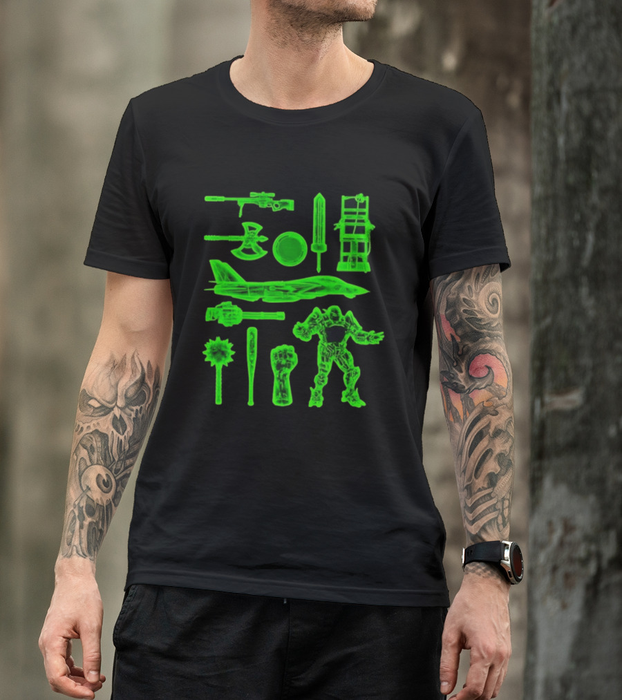 Ring Weapons Axe Sword Jet Robot Icon Collection T-Shirt
