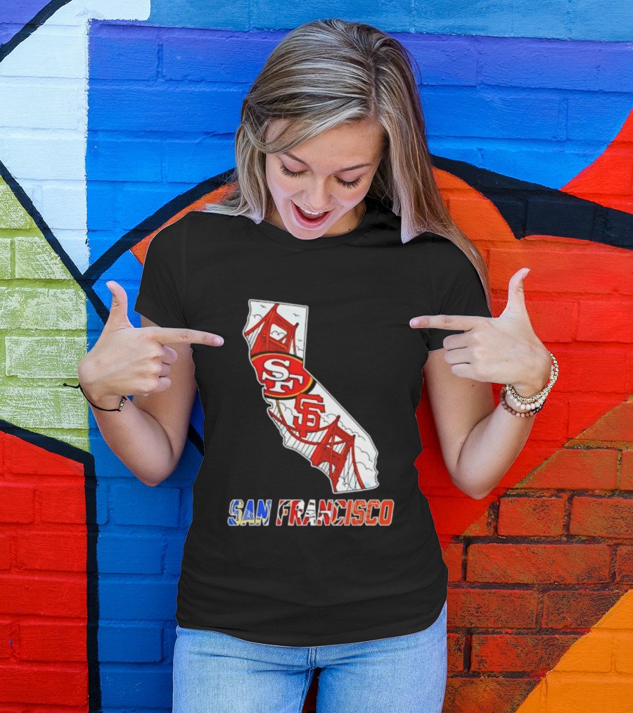 San Francisco 49ers Giants California Map T-Shirt