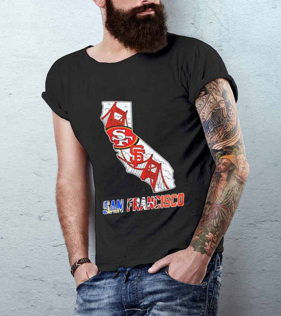 San Francisco 49ers Giants California Map T-Shirt