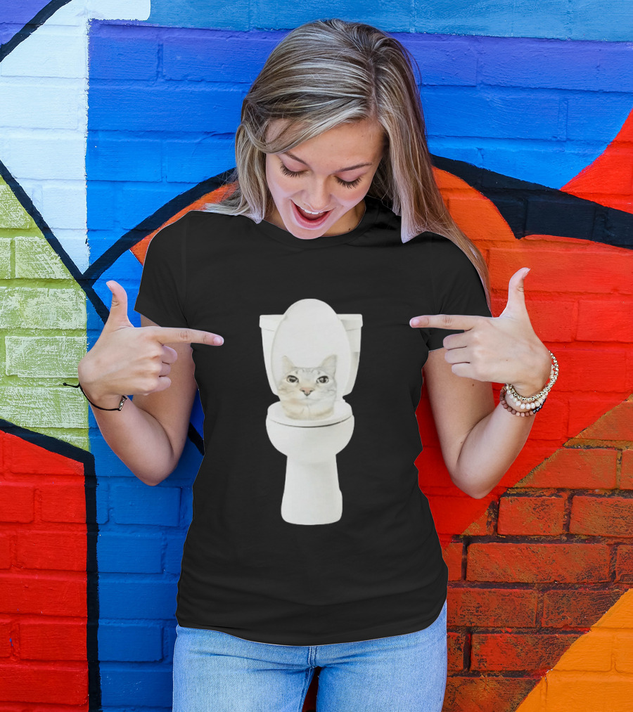 Skibidi Cat Toilet Humor Meme Fusion T-Shirt