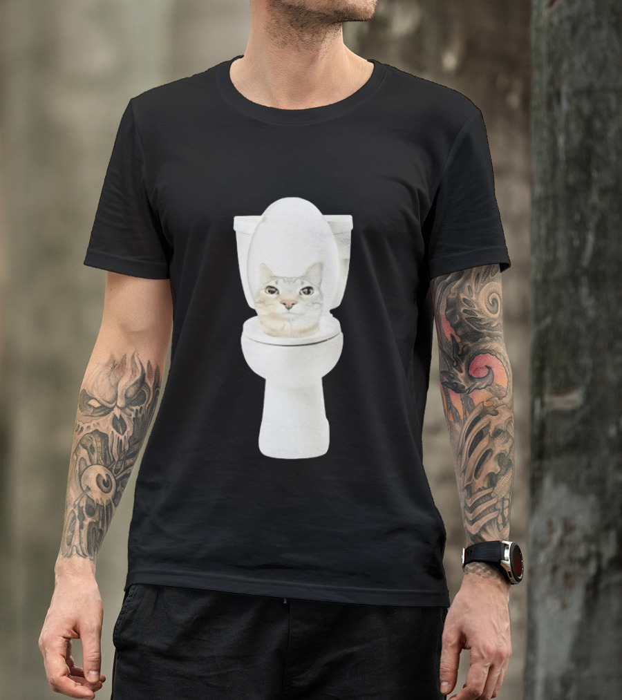Skibidi Cat Toilet Humor Meme Fusion T-Shirt
