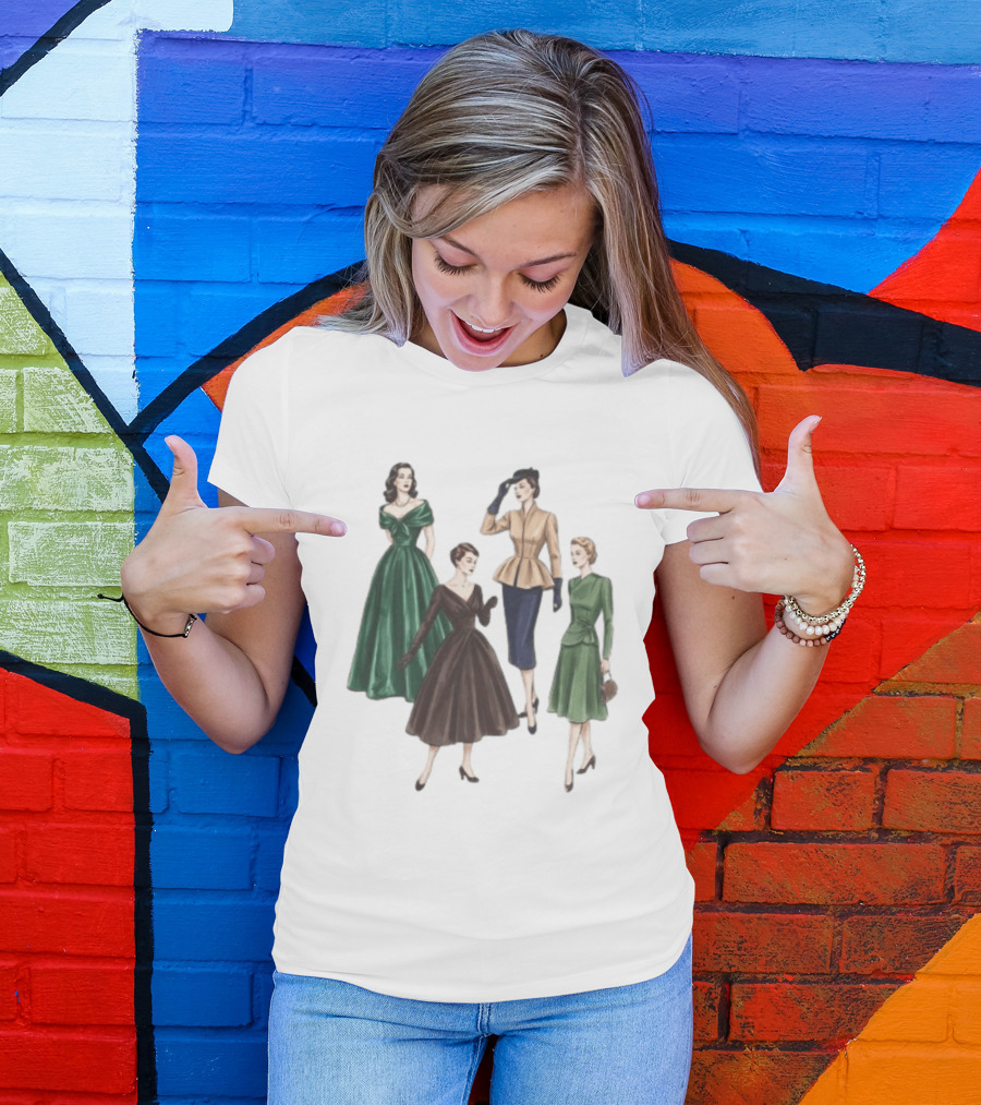 1950s Vintage Fashion Elegant Ladies Dresses T-Shirt