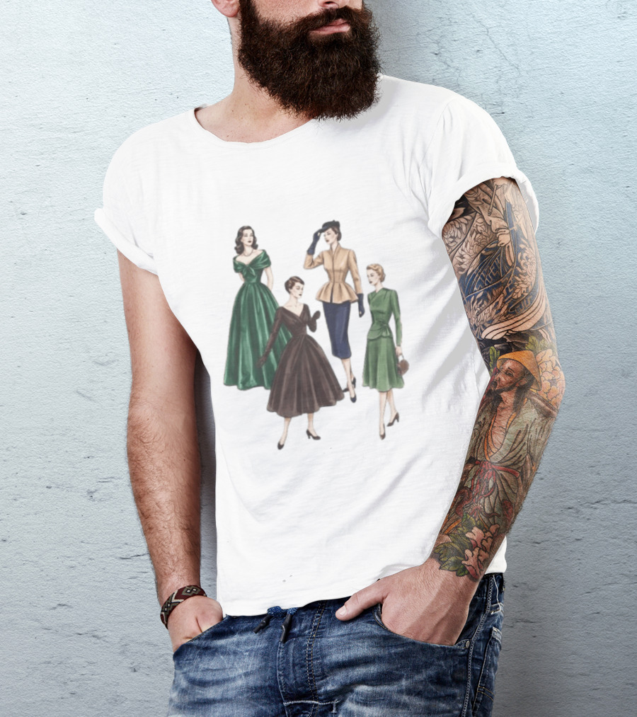 1950s Vintage Fashion Elegant Ladies Dresses T-Shirt