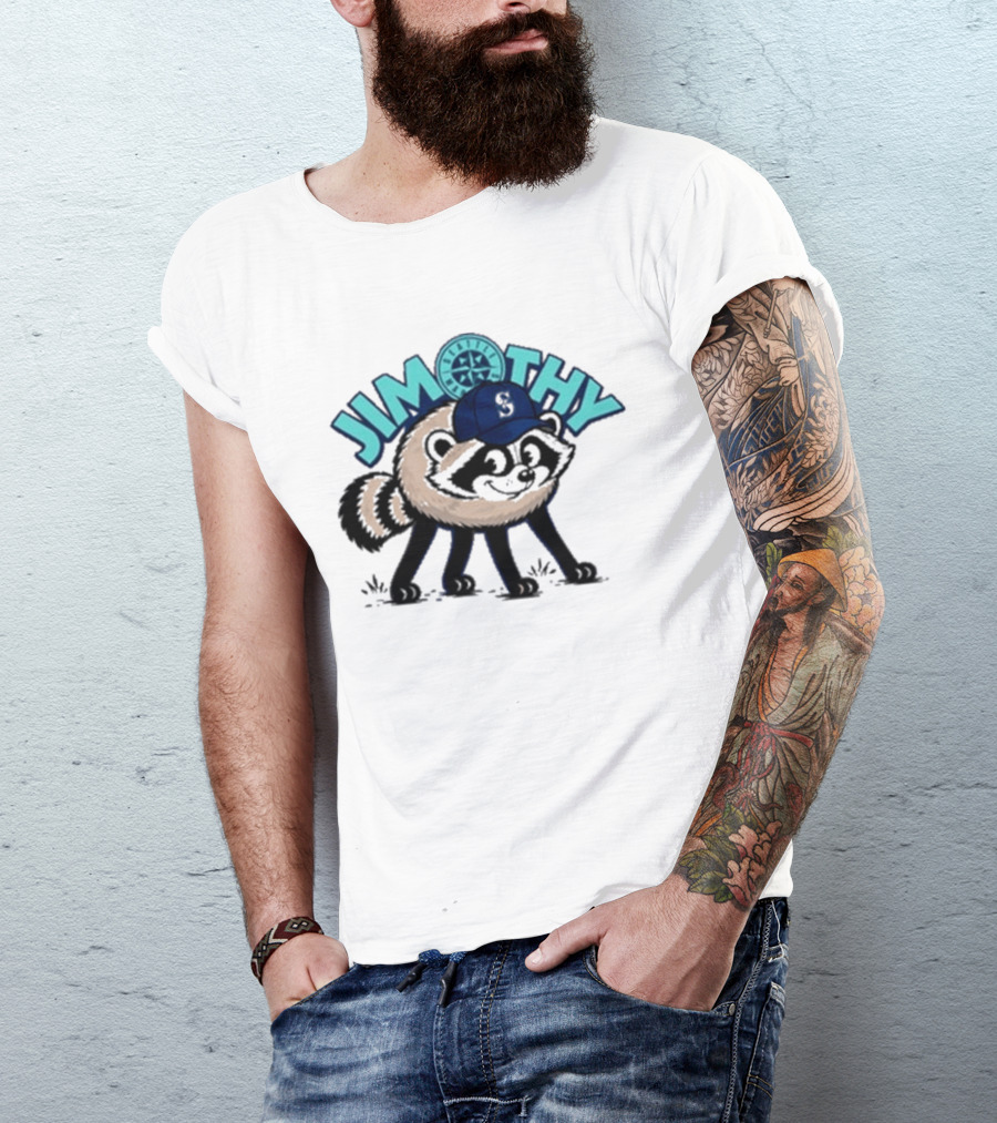 Jimothy Raccoon Seattle Night Cap With Star Compass T-Shirt