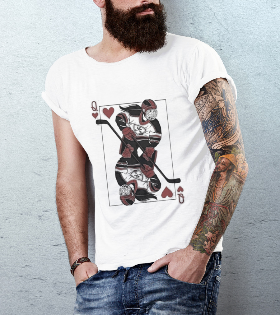 Queen Of Hearts Hockey Playing Card T-Shirt