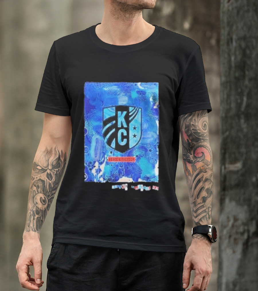 Kansas City Current KC Peace Freedom Blue T-Shirt
