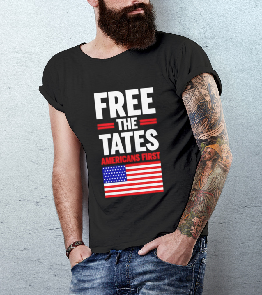 Free The Tates Americans First USA Flag T-Shirt