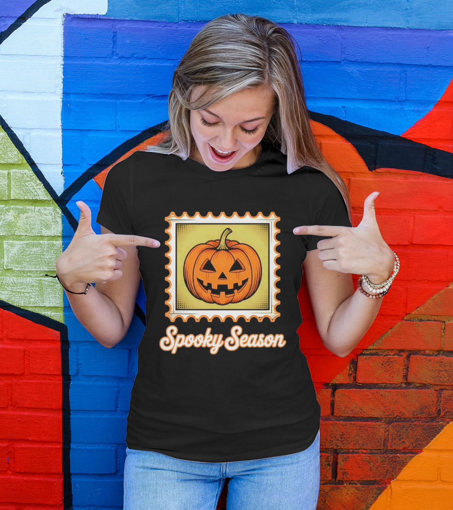 Spooky Season Pumpkin Stamp Halloween T-Shirt