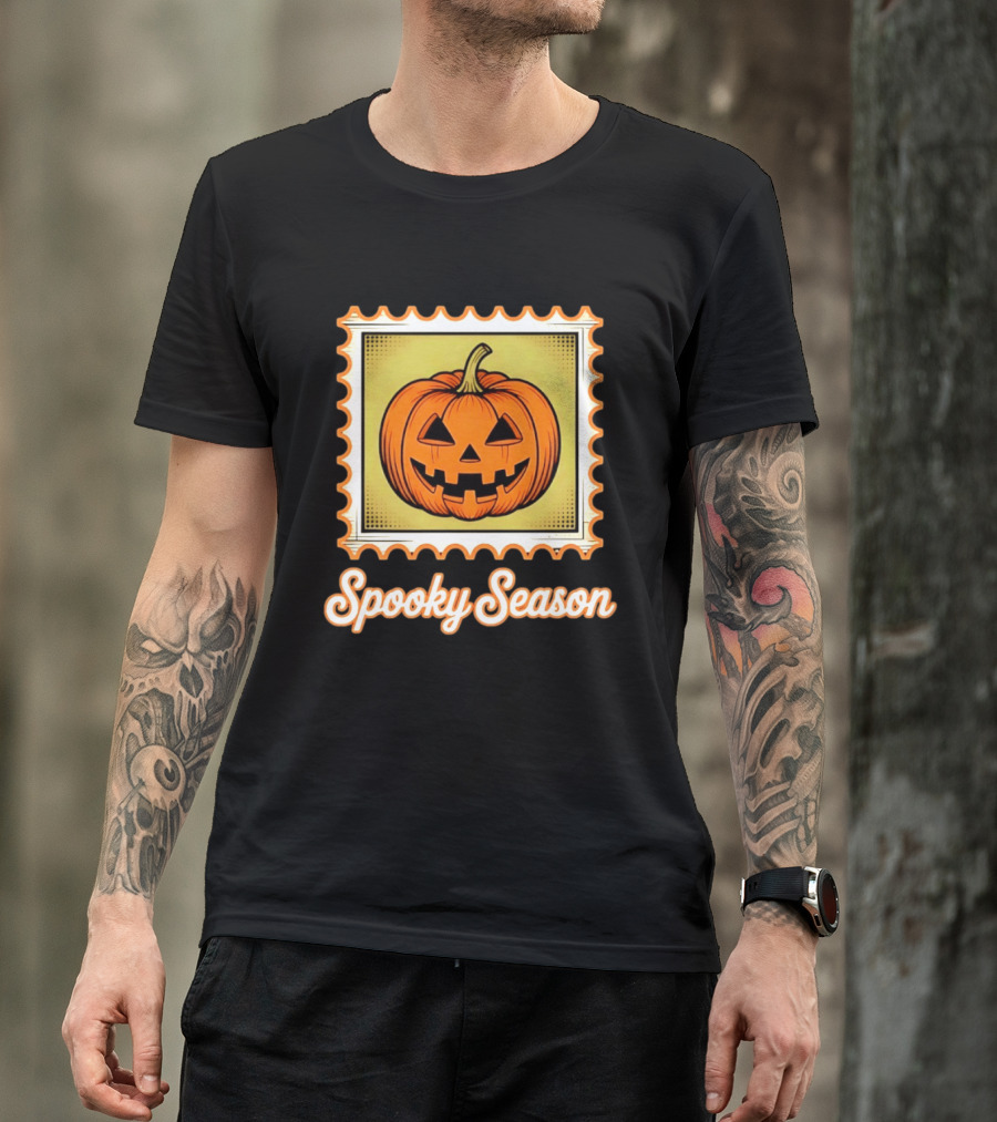 Spooky Season Pumpkin Stamp Halloween T-Shirt