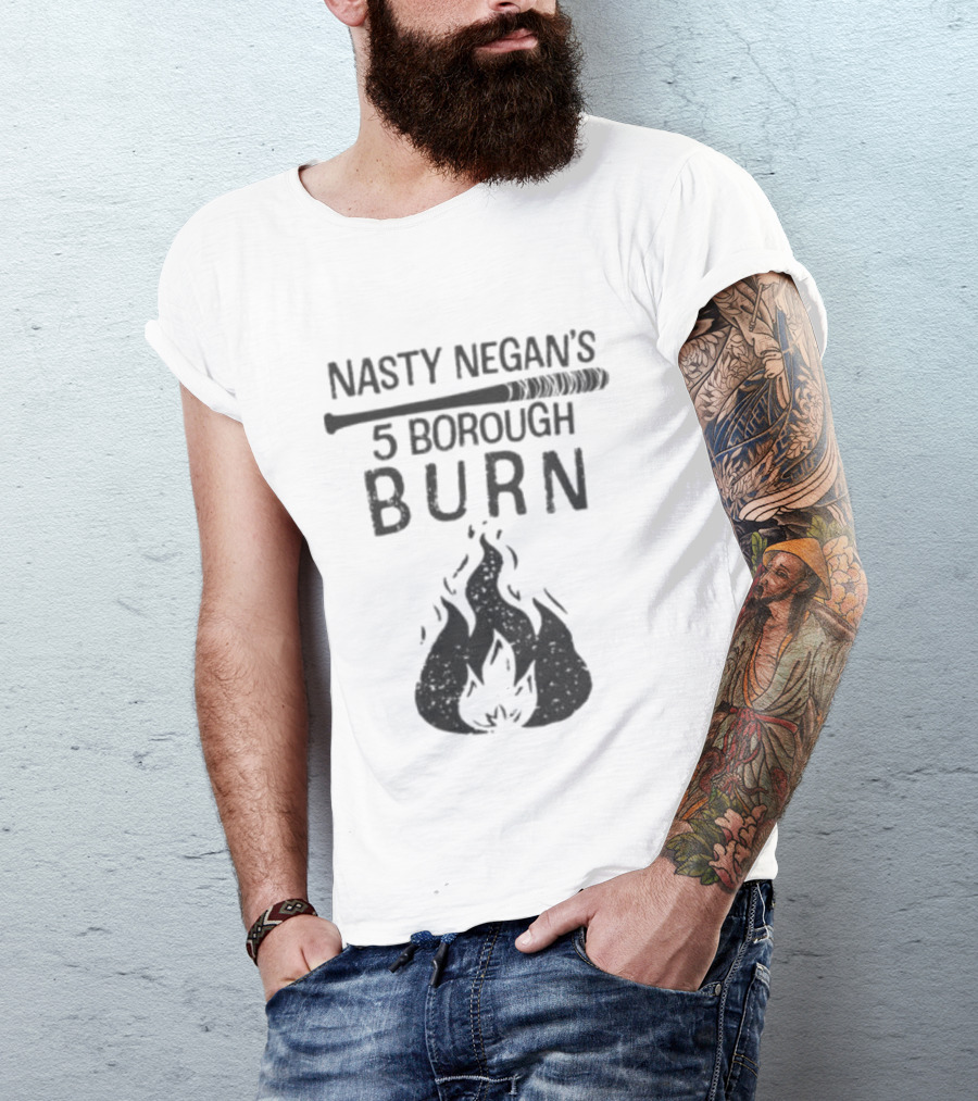 Nasty Negan's 5 Borough Burn Bat And Flame T-Shirt