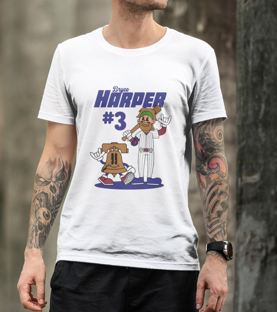 Bryce Harper #3 Philadelphia Phillies MLB Liberty Bell Animated Players T-Shirt