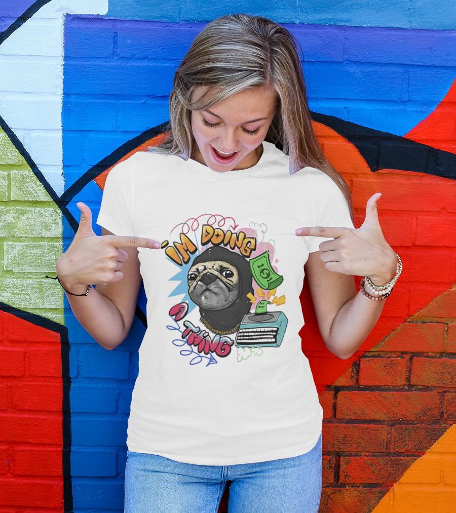 Roodabeguh Im Doing A Thing Funny Sloth In With Money And Typewriter T-Shirt