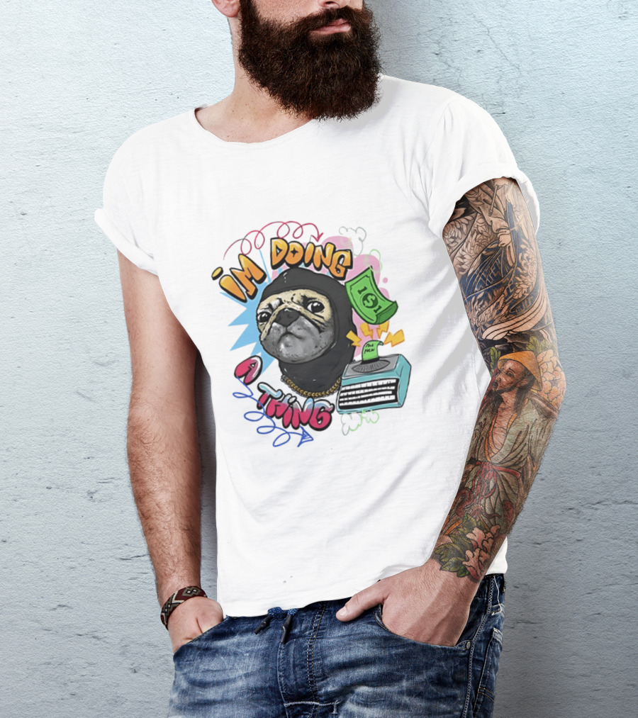 Roodabeguh Im Doing A Thing Funny Sloth In With Money And Typewriter T-Shirt