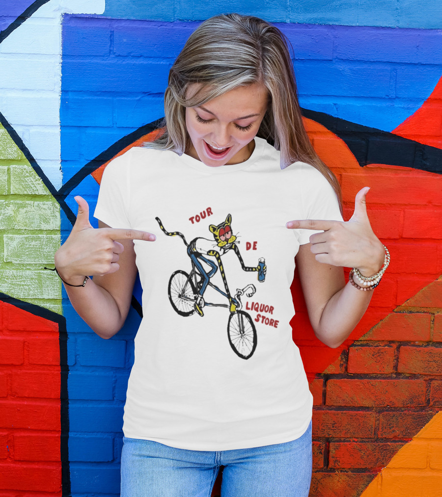 Tour De Liquor Store Cat Bicycle Cycling T-Shirt