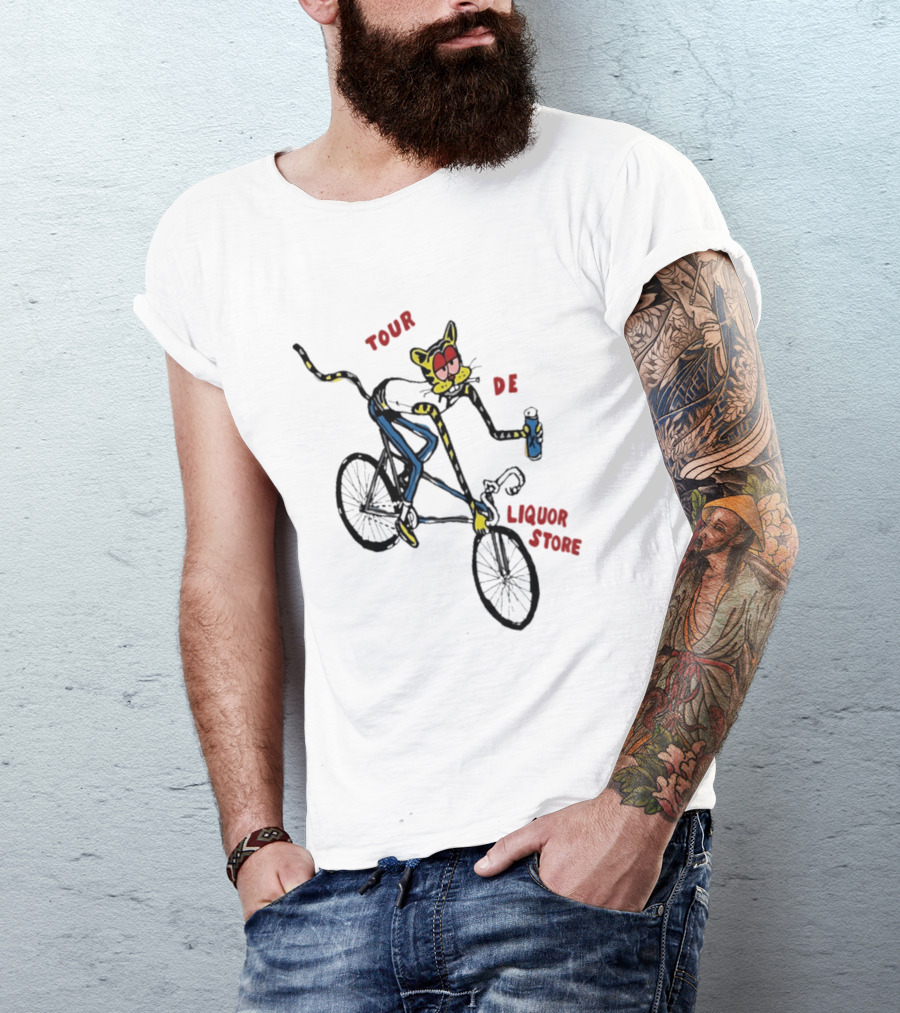 Tour De Liquor Store Cat Bicycle Cycling T-Shirt