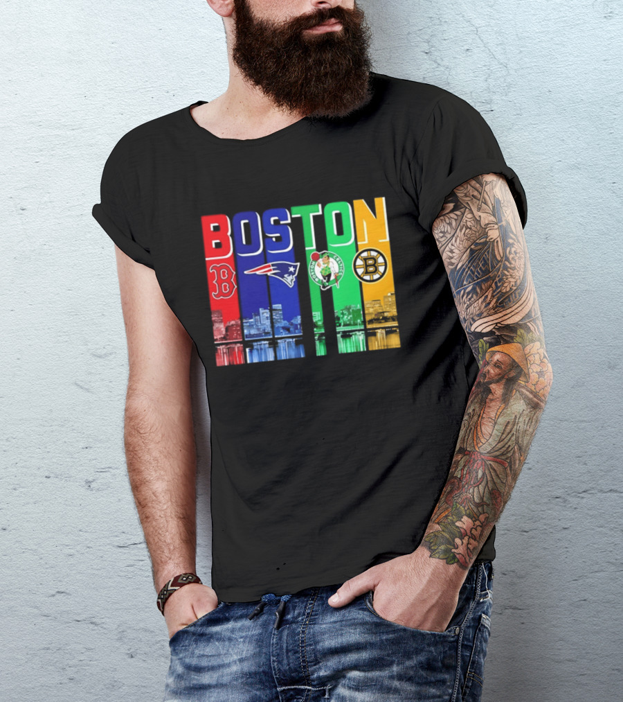 Boston Red Sox Patriots Celtics Bruins Skyline T-Shirt