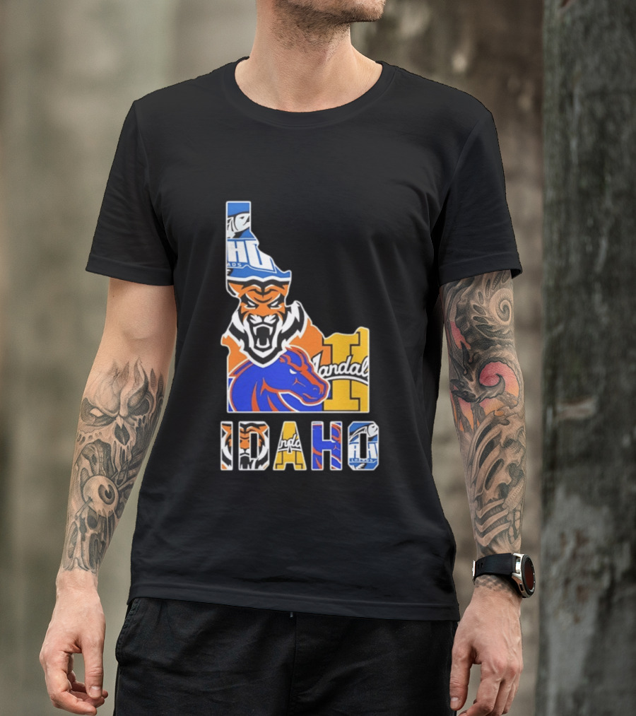 Idaho State Bengals Boise State Broncos Vandals Map Collage 2026 T-Shirt