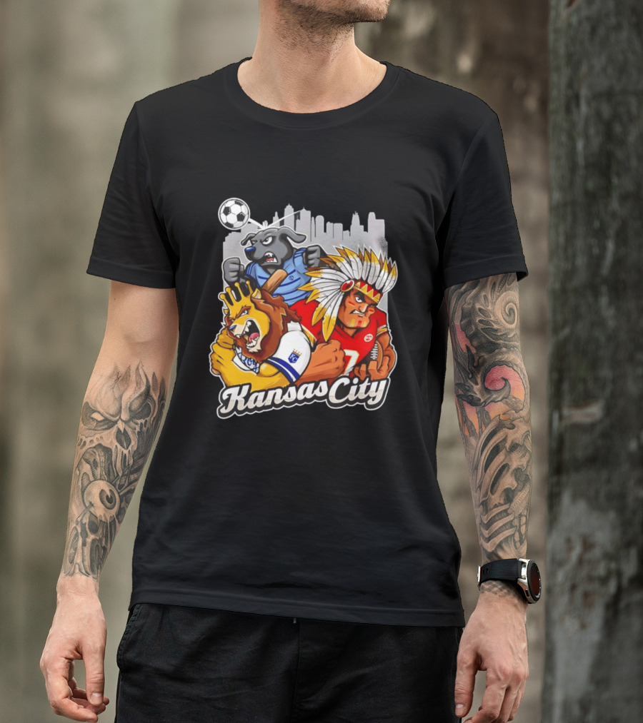 Kansas City Chiefs Royals Sporting KC Cityscape Sports Mashup T-Shirt
