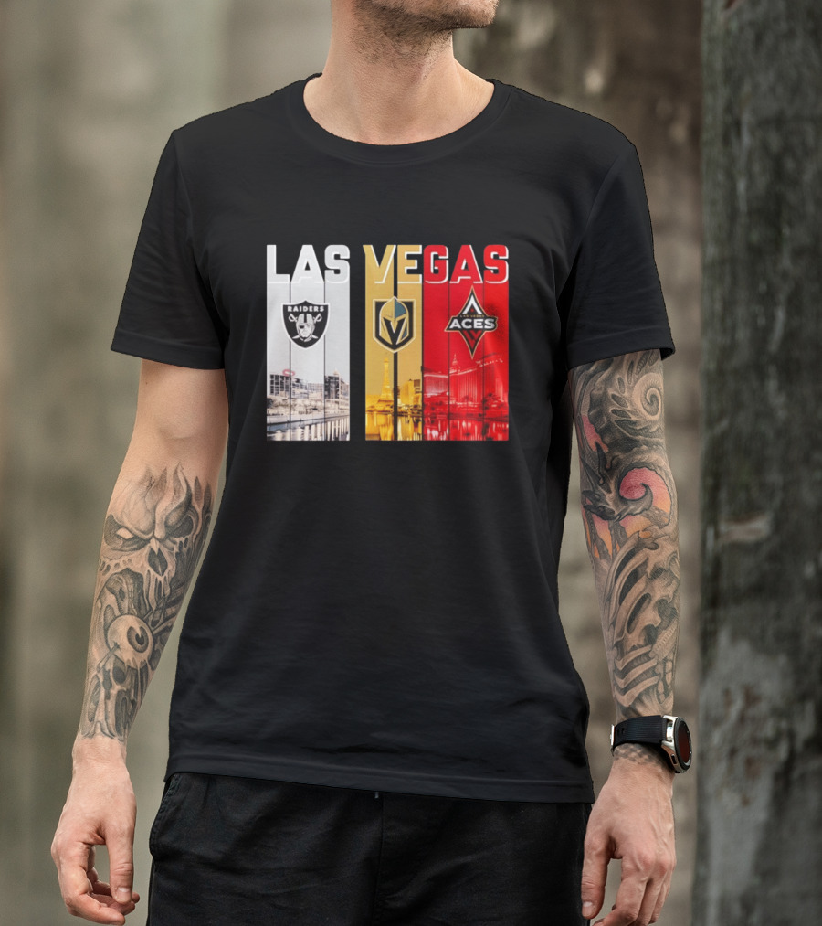 Las Vegas Raiders Golden Knights Aces Skyline T-Shirt