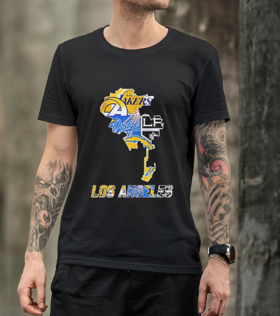 Los Angeles Lakers Dodgers Rams Chargers Kings Map Season 2026 T-Shirt