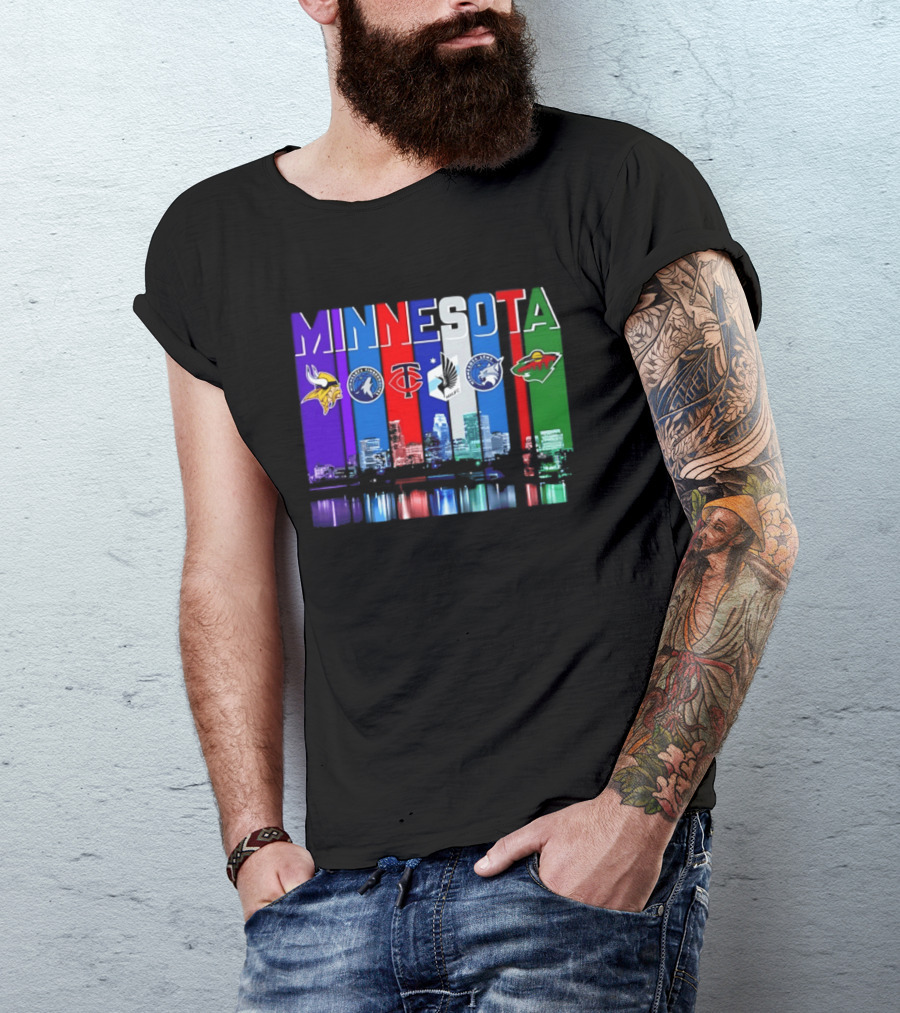 Minnesota Vikings Timberwolves Twins Lynx Wild Skyline 2026 T-Shirt