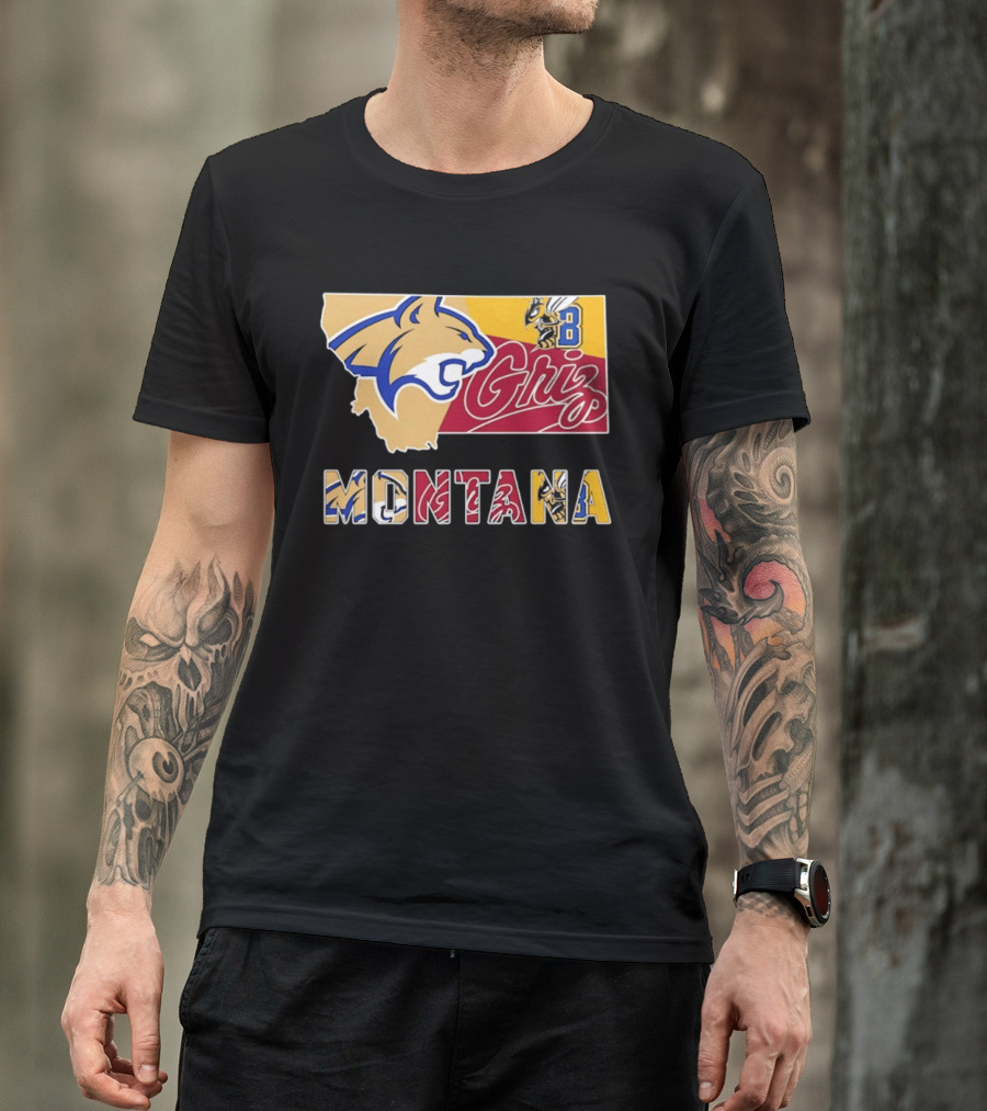 Montana Bobcats Griz 2026 College Football Map T-Shirt