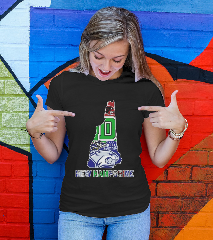 New Hampshire State Map Saint Anselm Hawks Wildcats Dartmouth Big Green 2026 T-Shirt