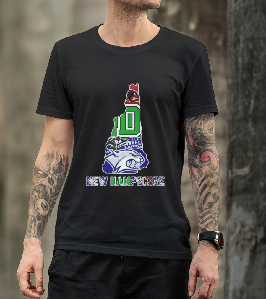 New Hampshire State Map Saint Anselm Hawks Wildcats Dartmouth Big Green 2026 T-Shirt