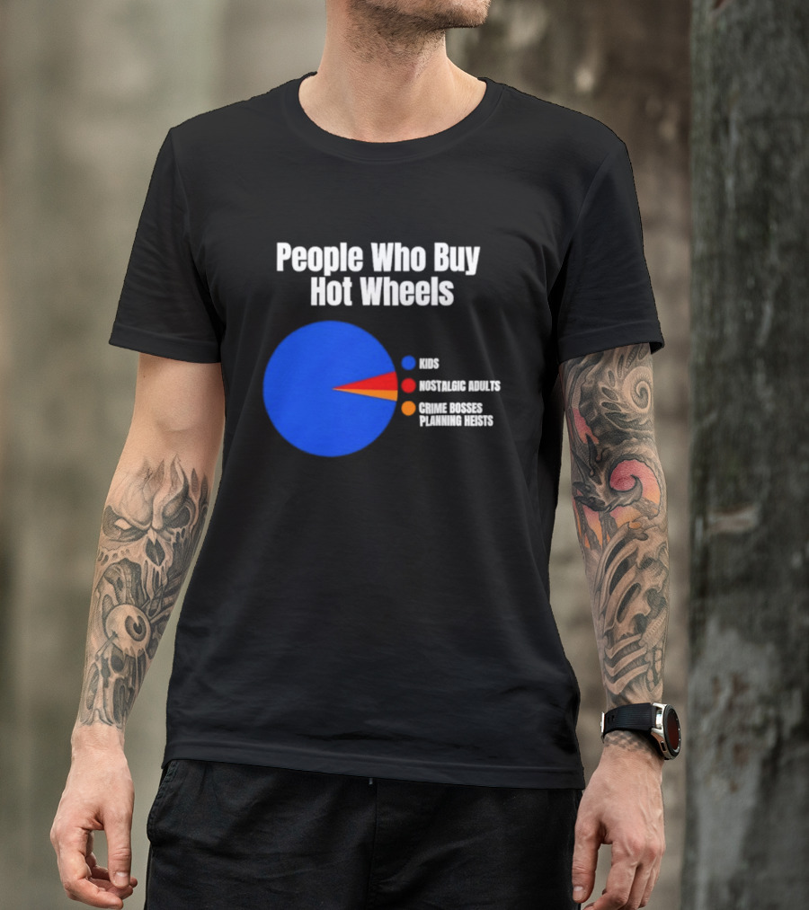 People Who Buy Hot Wheels Nostalgic Adults Crime Bosses Planning Heists Pie Chart T-Shirt