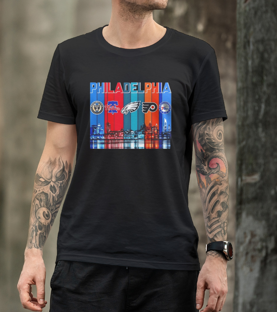 Philadelphia Union Phillies Eagles Flyers 76ers Skyline 2026 T-Shirt