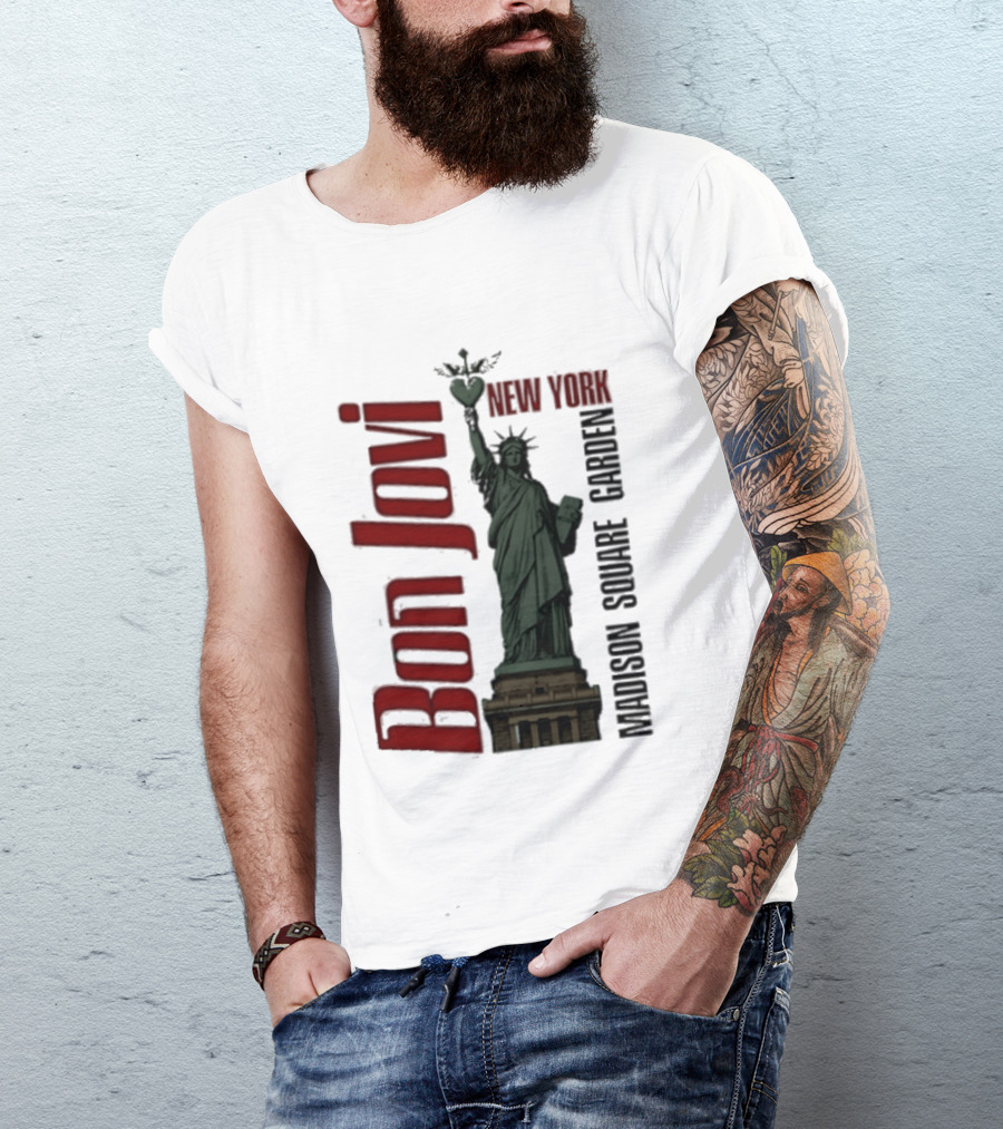 Bon Jovi Statue Of Liberty New York Madison Square Garden T-Shirt