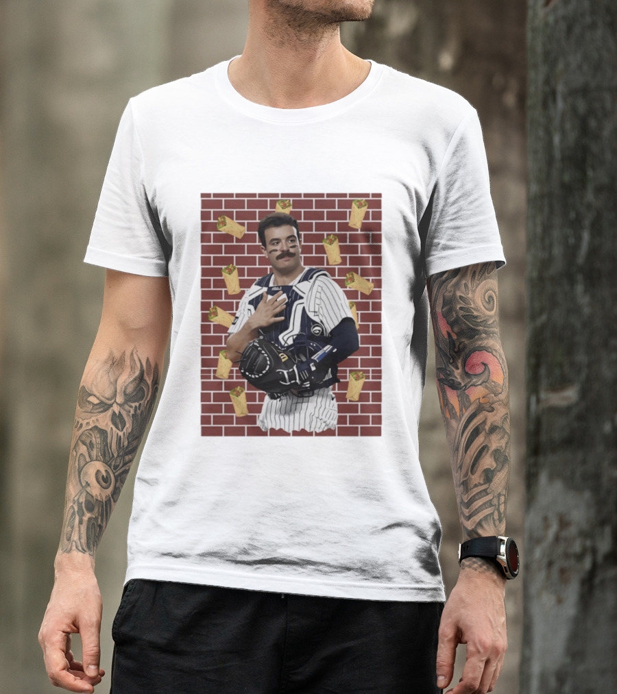 Yankees Austin Wells Catcher With Brick Wall And Burrito T-Shirt
