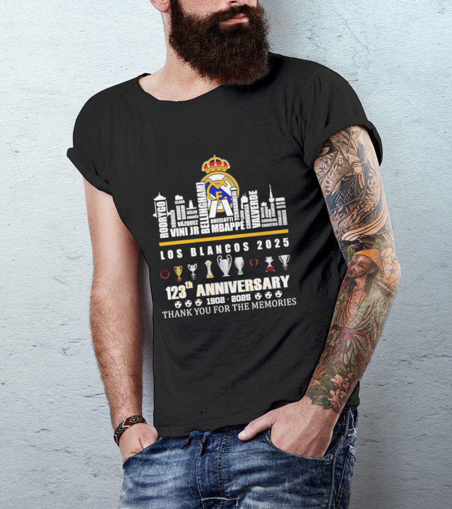 Real Madrid Los Blancos 2025 123th Anniversary 1902 2025 Thank You For The Memories T-Shirt