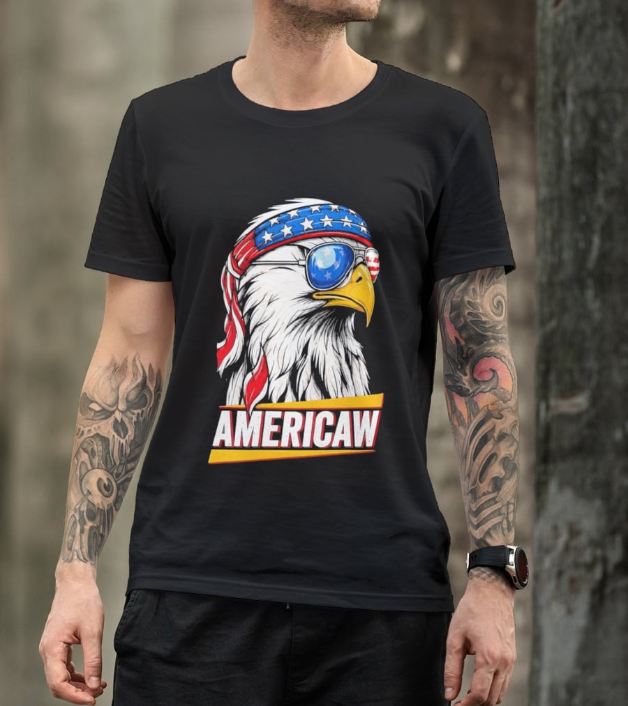 Bald Eagle Americaw Bandana American Flag USA T-Shirt