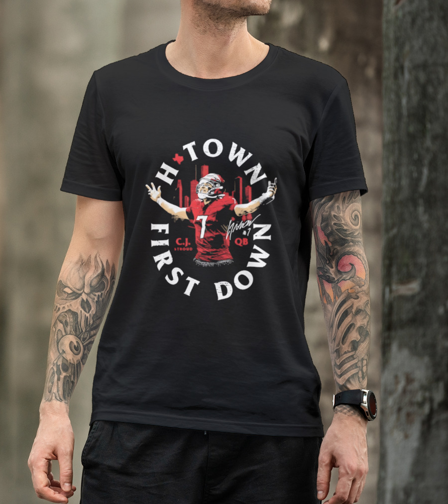 C.J. Stroud QB 7 Houston Texans H Town First Down T-Shirt