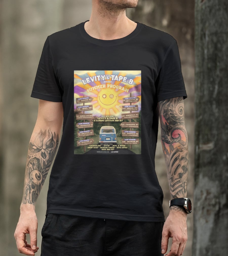 Levity & Tape B Summer Program 2026 Tour Dates Featuring Levitate B2B Set With Canabliss Effin Jkyl & Hyde T-Shirt