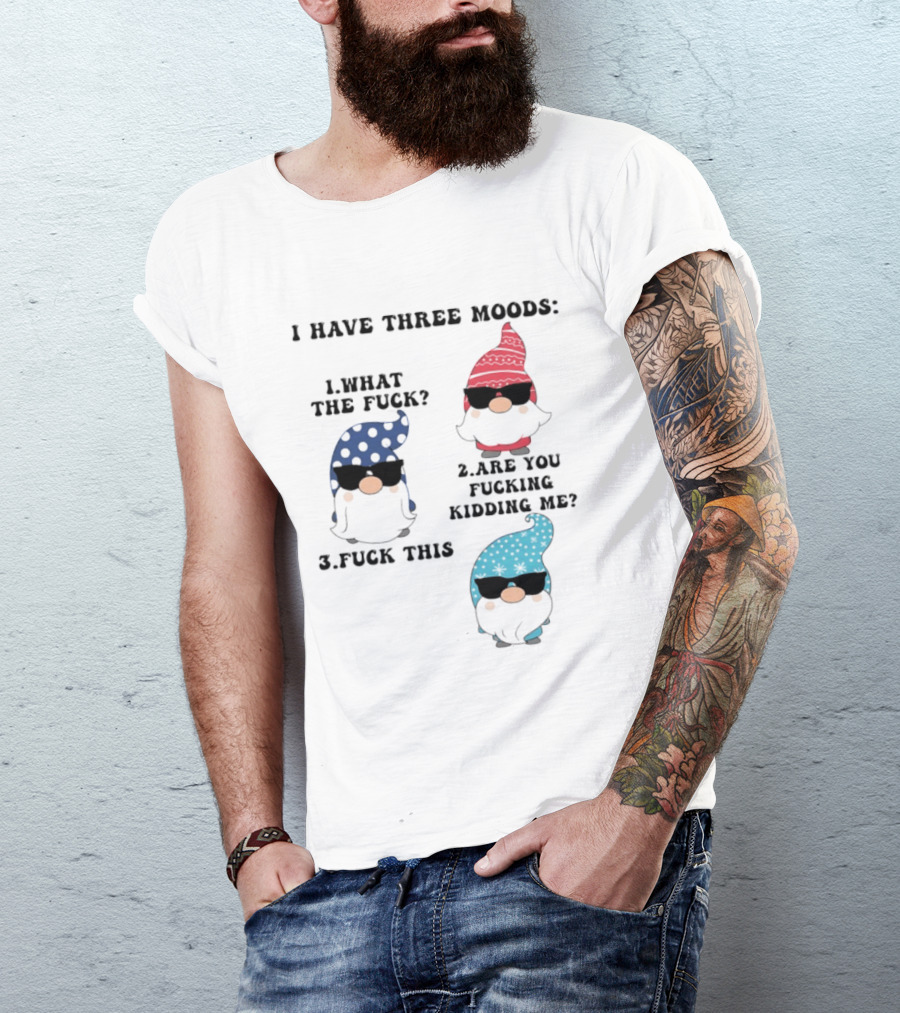 I Have Three Moods What The Fuck Are You Fucking Kidding Me Fuck This Gnome T-Shirt