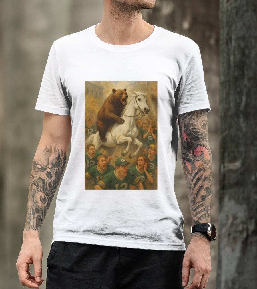 Bear Riding Horse Surprising Green Bay Packers Fans NFL Humor T-Shirt