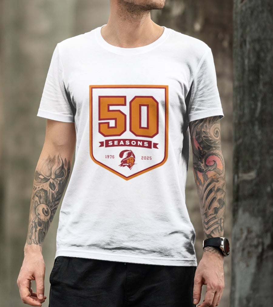 Bucky Irving 7 Tampa Bay Buccaneers 50 Seasons 1976 2025 T-Shirt