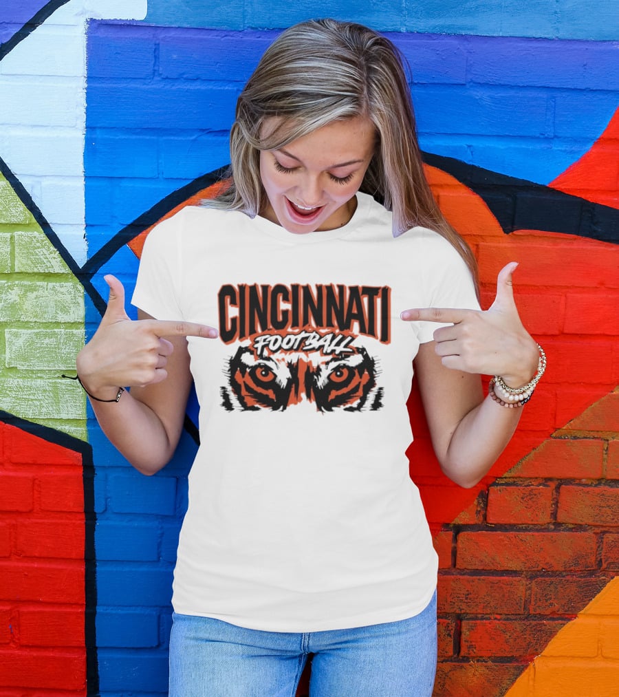 Cincinnati Football Tiger Eyes Grunge T-Shirt