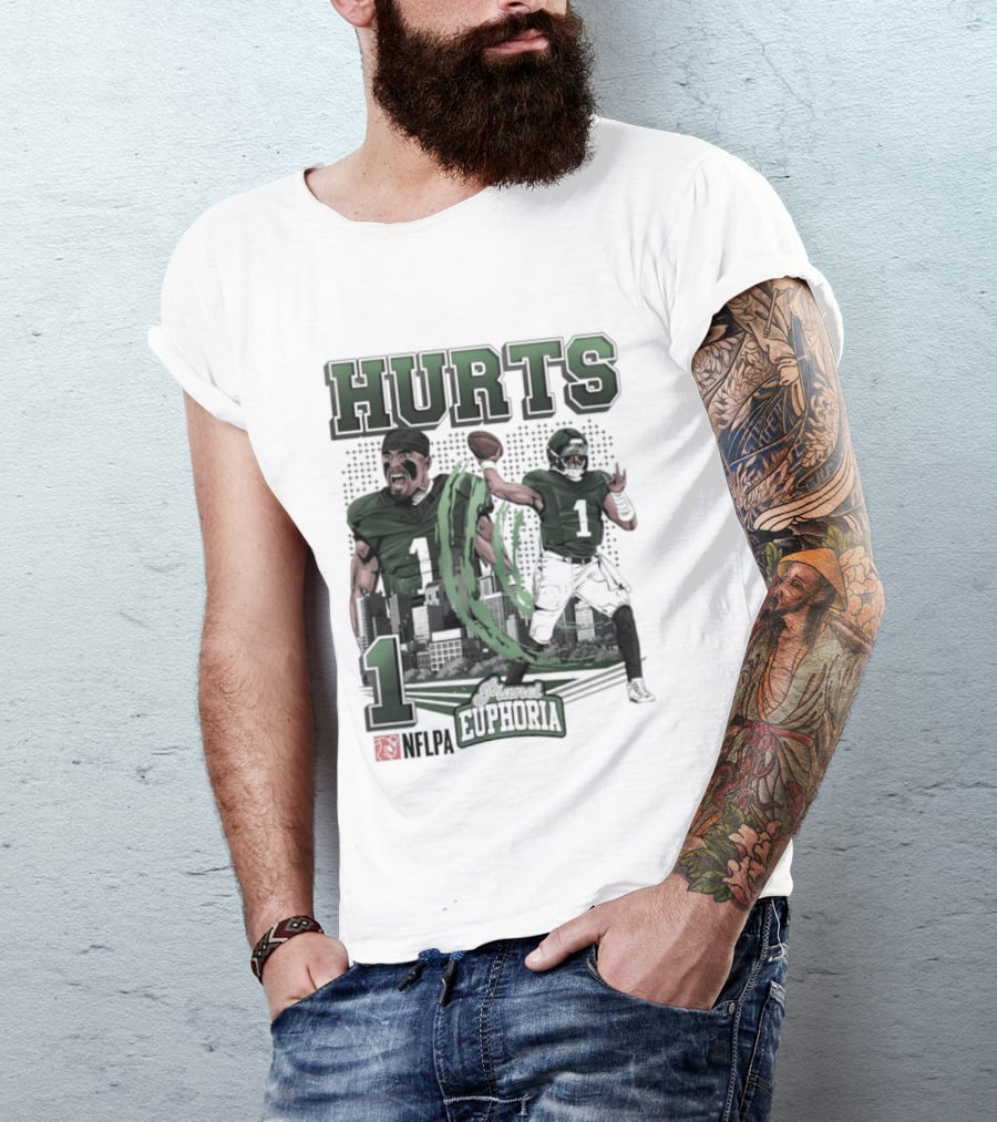 Jalen Hurts 1 Euphoria Philadelphia Eagles Player Collage T-Shirt