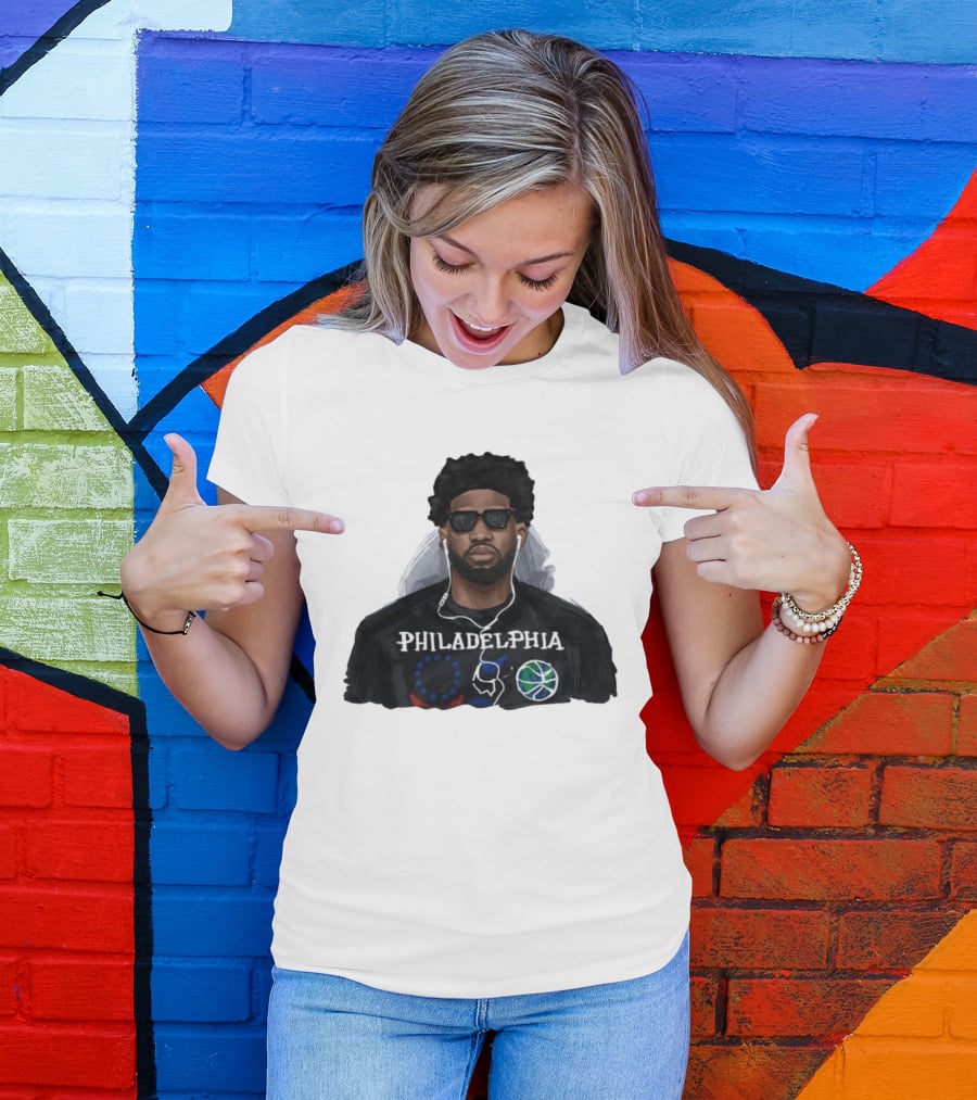 Philadelphia Joel Embiid Wired Earphones Basketball 76ers T-Shirt