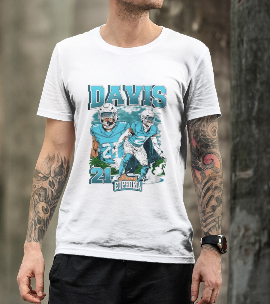 Davis 21 Planet Euphoria Football Player Miami Dolphins T-Shirt