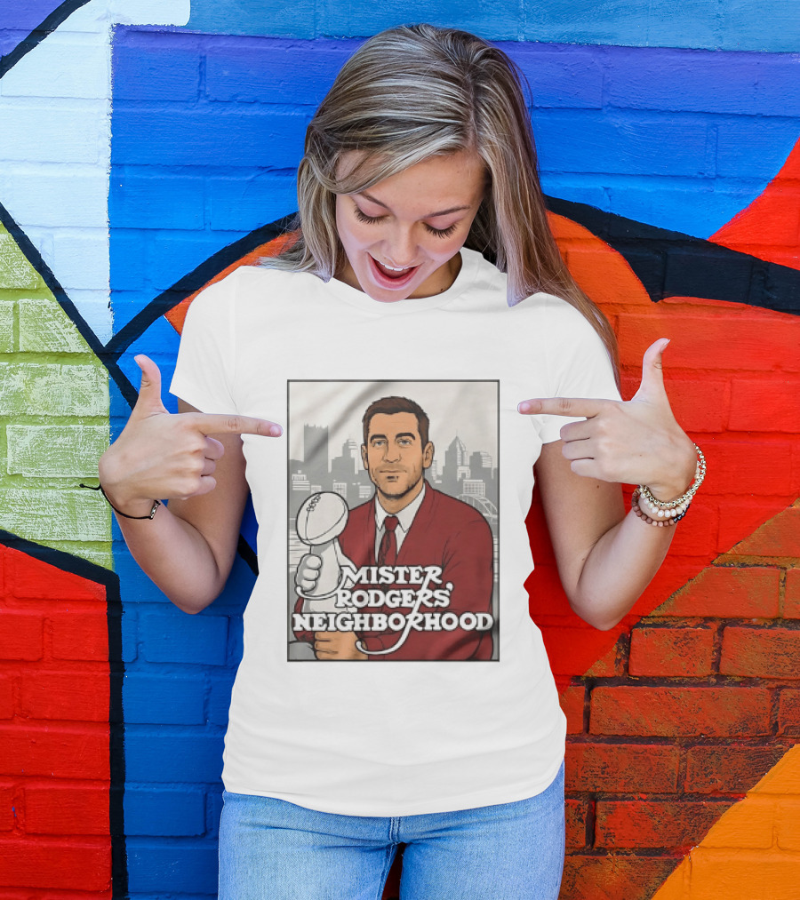 Mister Rodgers Neighborhood Aaron Rodgers Pittsburgh Skyline T-Shirt