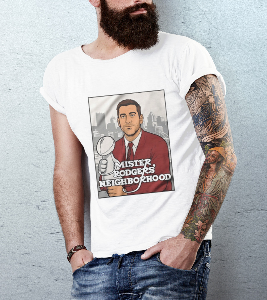 Mister Rodgers Neighborhood Aaron Rodgers Pittsburgh Skyline T-Shirt