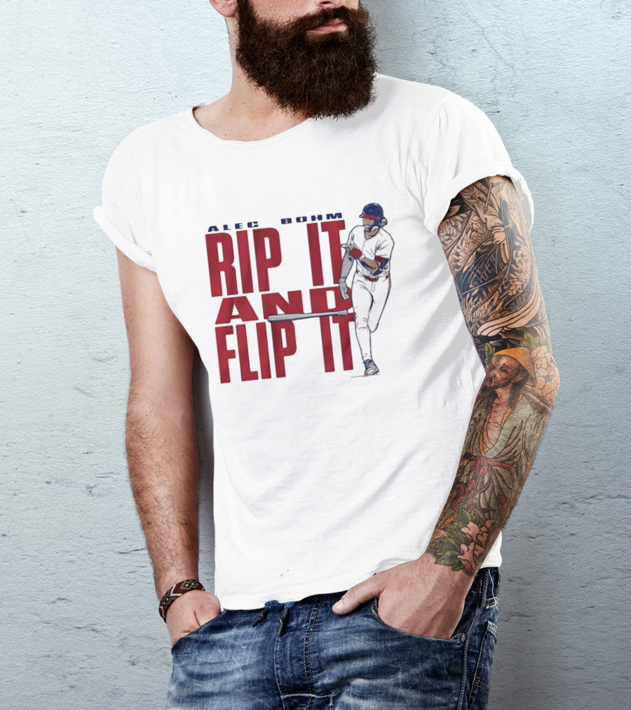 Philadelphia Phillies Alec Bohm Rip It And Flip It Baseball Player T-Shirt