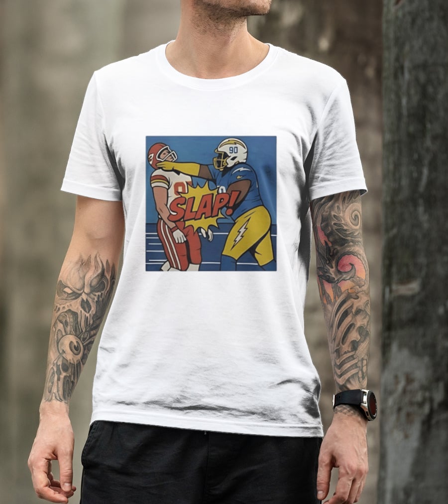 SLAP Teair Tart Hits Travis Kelce Helmets Chargers Chiefs Football T-Shirt