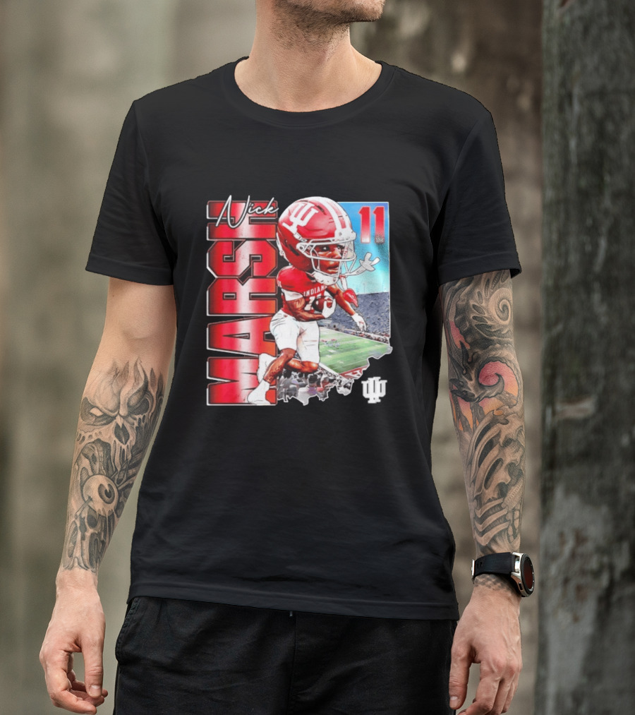 Nick Marsh Indiana Hoosiers Football Caricature 11 Stadium Scene T-Shirt
