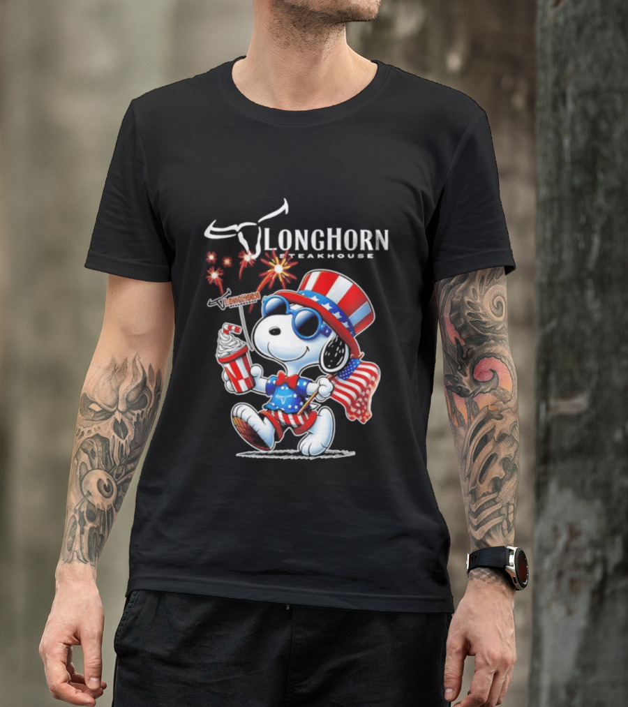 Snoopy Longhorn Steakhouse USA 1776 2026 250th Anniversary Celebration T-Shirt