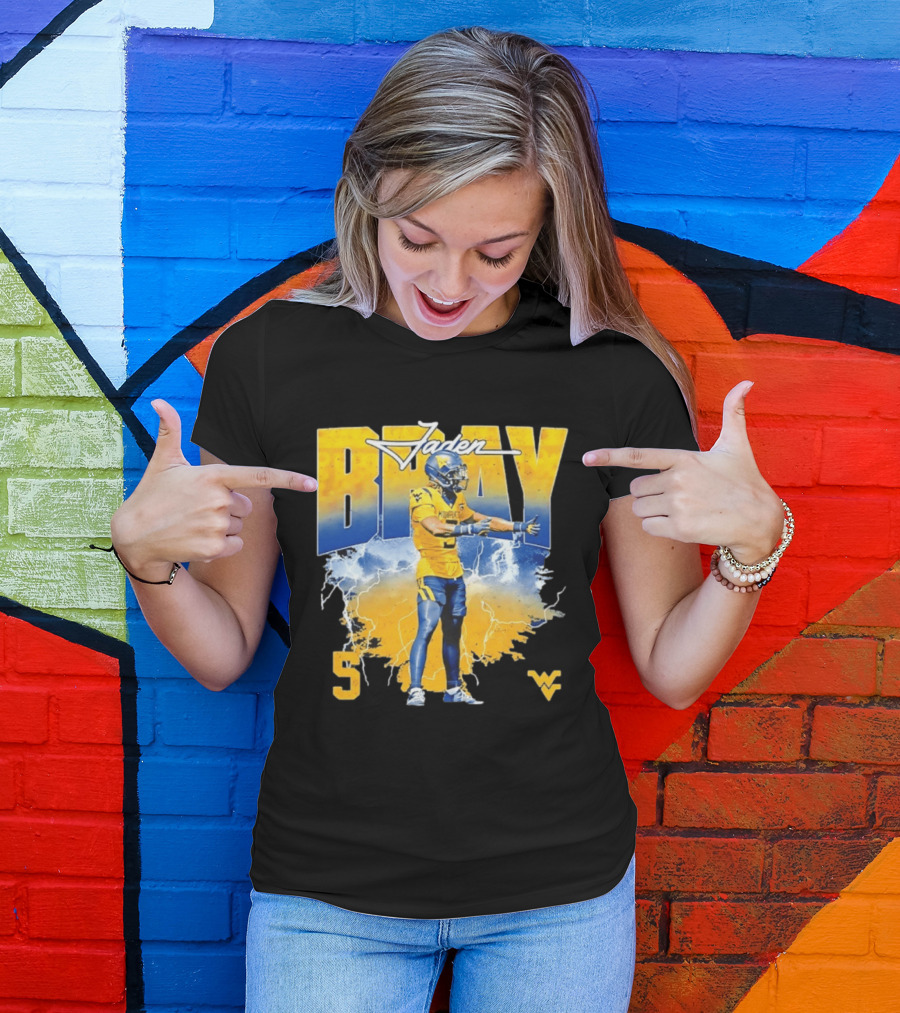 Jaden Bray 5 West Virginia Football NCAA Player WVU Mountaineers T-Shirt